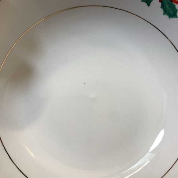 VTG Set of 2 Tienshan 9.5" Deck The Halls Serving Bowl Christmas Poinsettia Dish - Picture 11 of 12